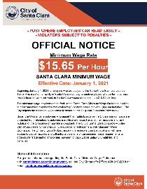 City of Santa Clara Official Minimum Wage Bulletin