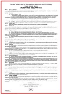 New Jersey Wage Order #3 Poster